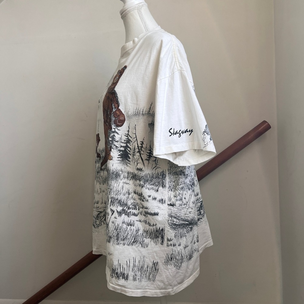 Vintage Bear Wildlife Graphic Wrap Around All Over Print T Shirt Scenic Nature - Picture 4 of 13